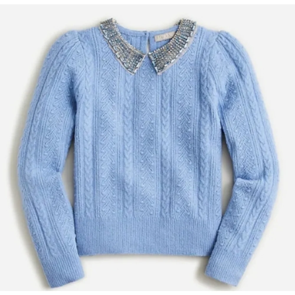 26. J.Crew Pointelle cable-knit crewneck with beaded collar